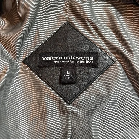 Valerie Stevens Sleek 100% Lamb Black Leather Jacket Classic Soft Medium - Picture 6 of 8